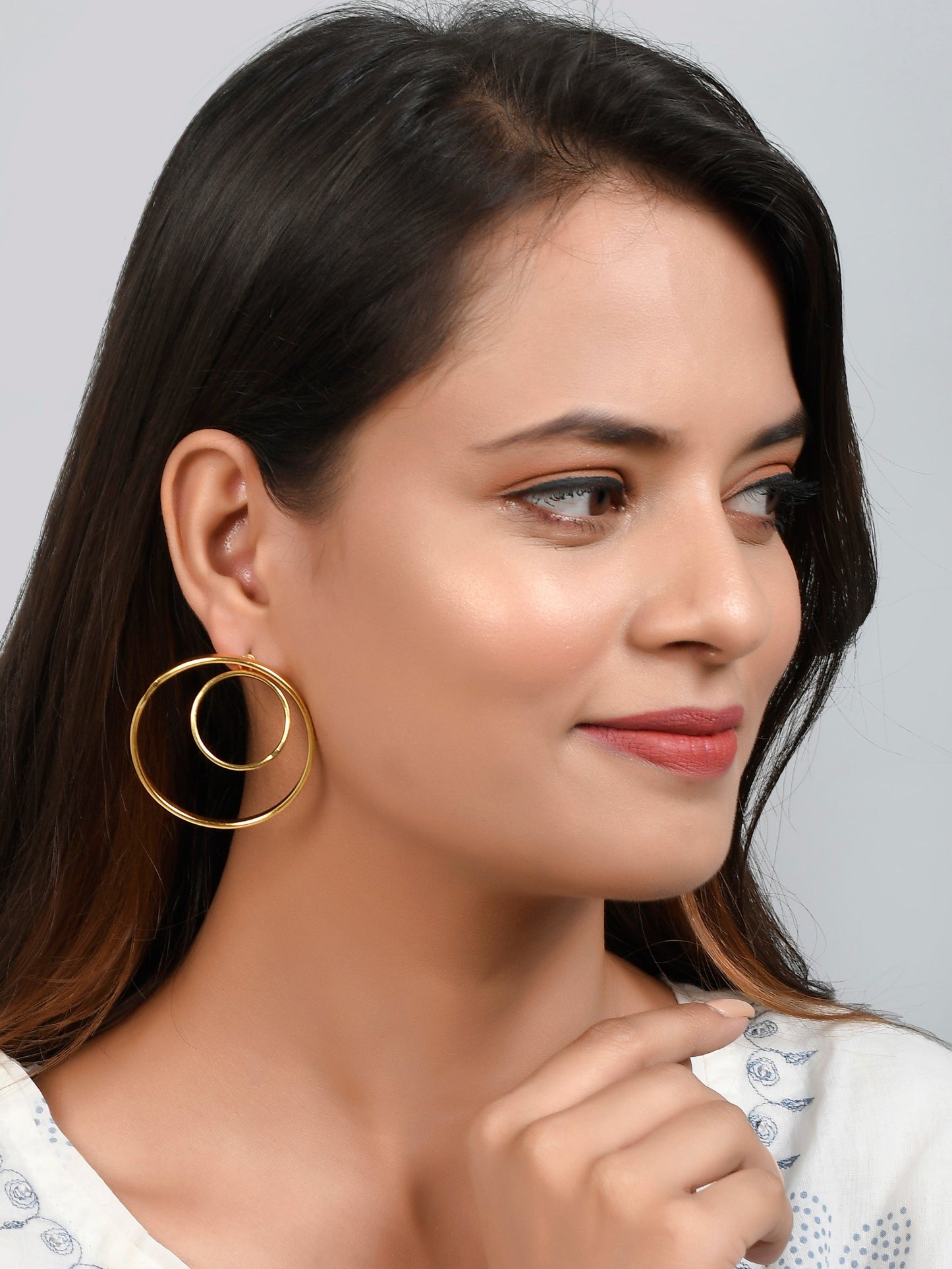 Gold Plated Double circle Earrings for girls