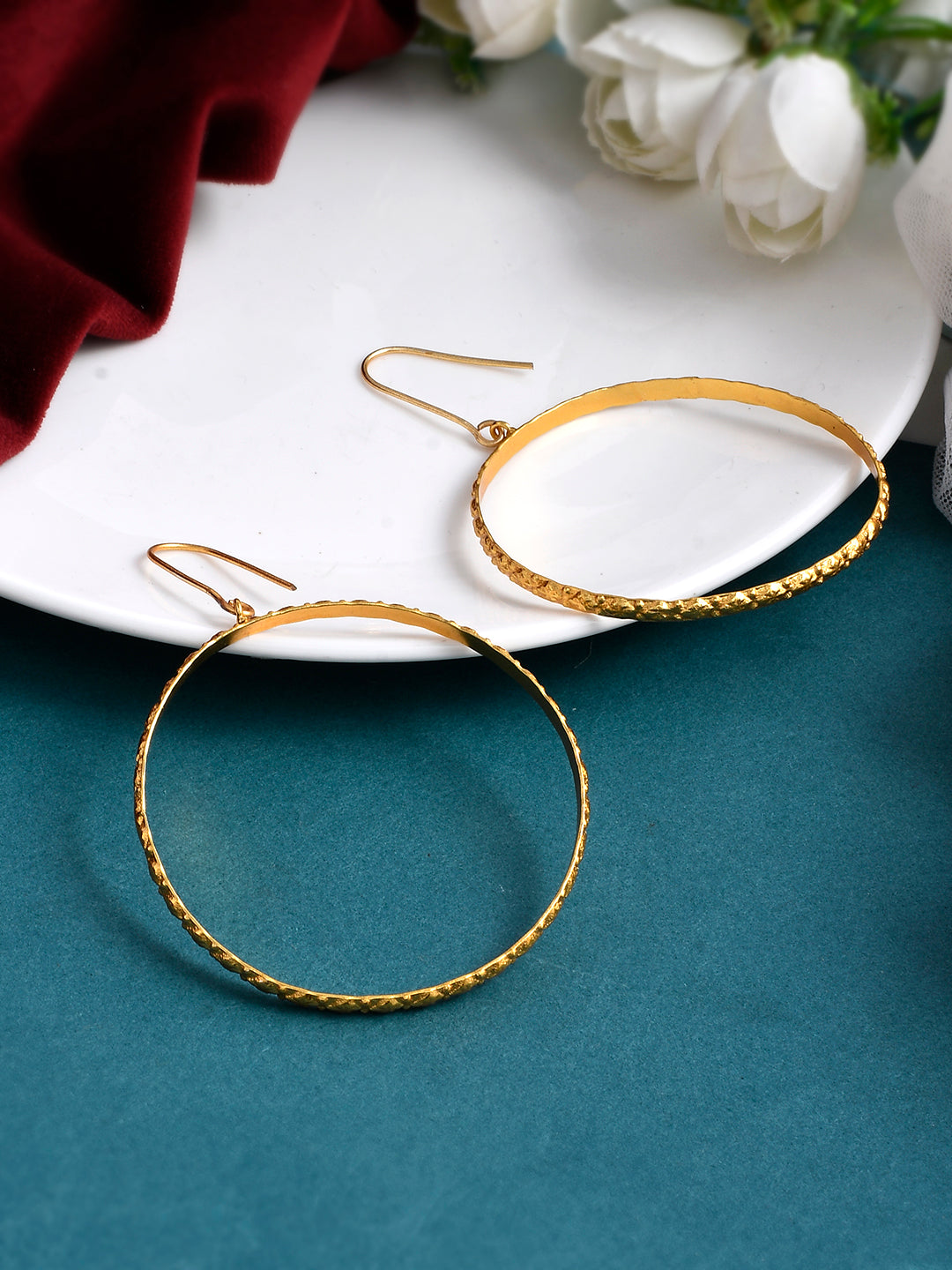 Gold Plated classic hoop earrings for western outfit