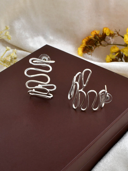 Designer Silver Plated Half Hoop Earrings