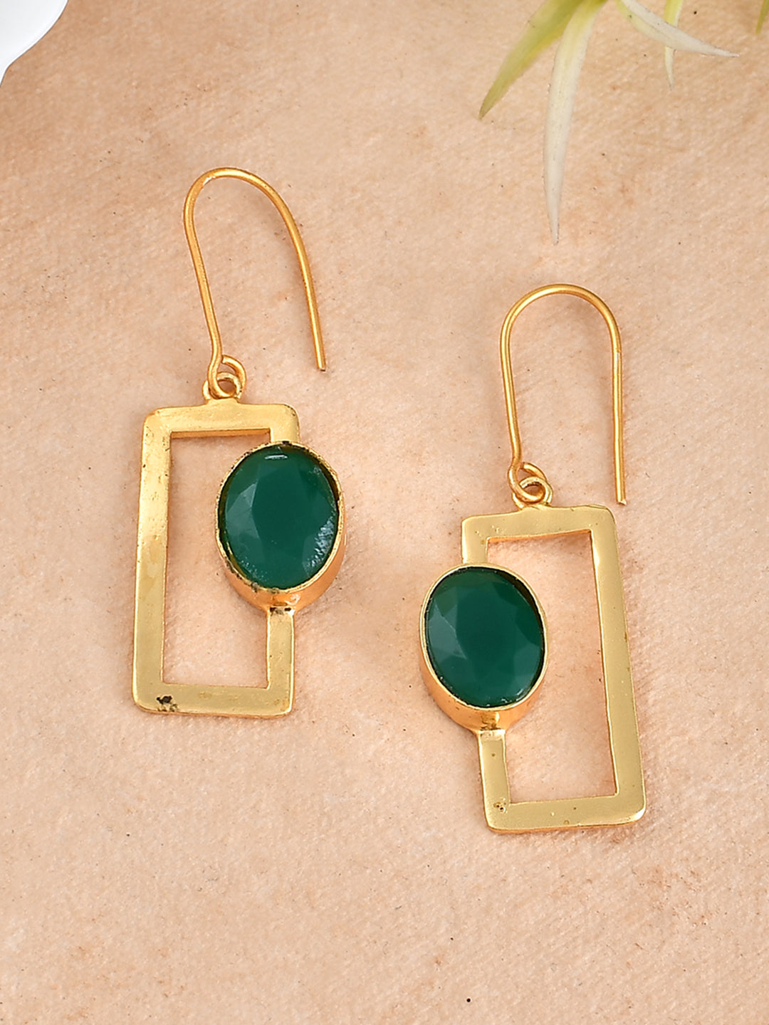 Green Stone Drop earrings for western outfit