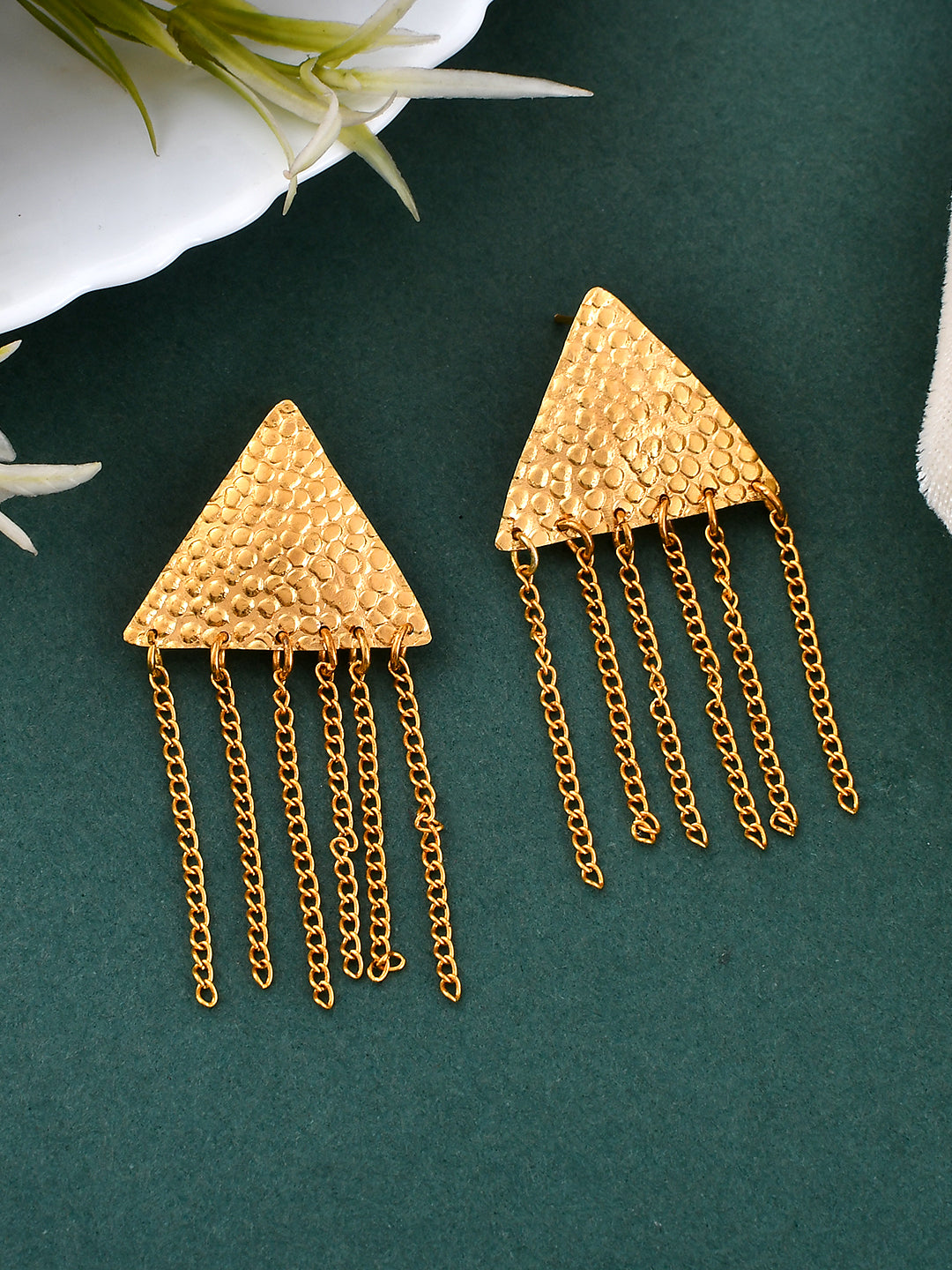 Textured Chain Drop Earrings For Women