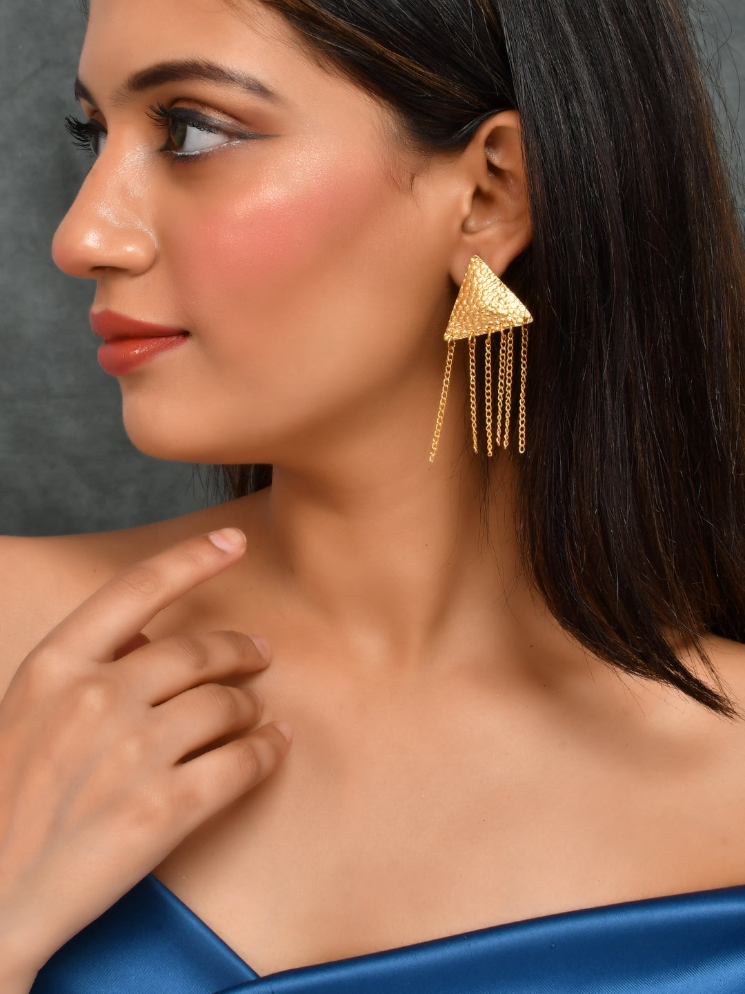 Textured Chain Drop Earrings For Women