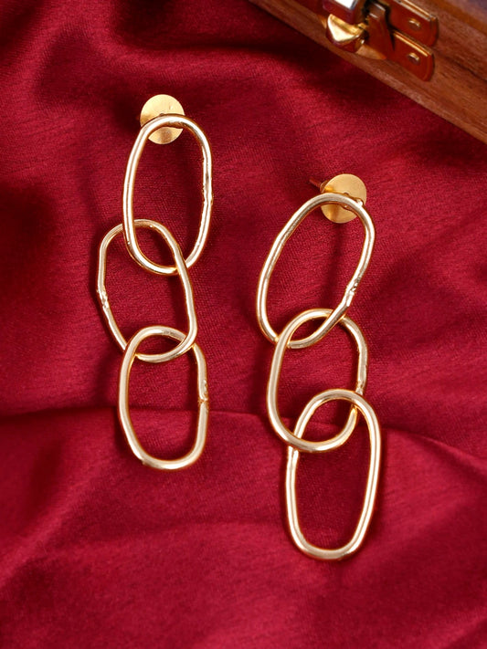 Gold Plated Linked Chain Earrings for western outfit