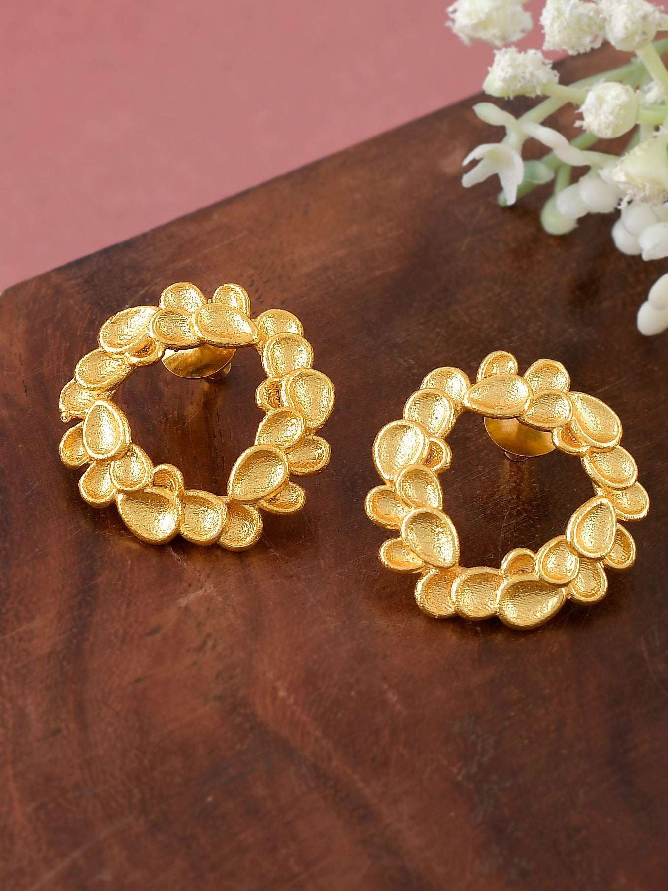 Gold plated designer circular Earrings for western outfit