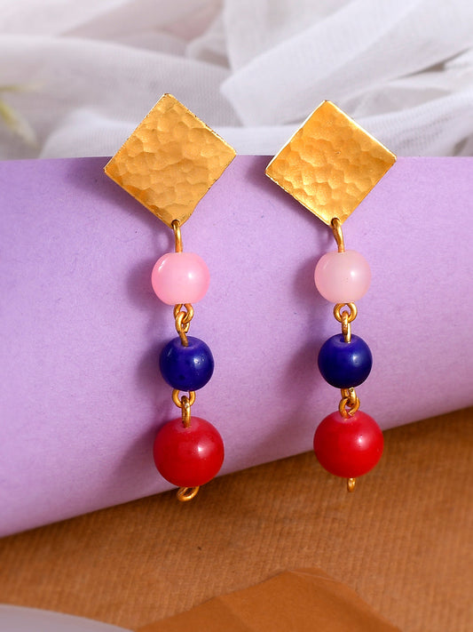 Multicoloured Pearl Contemporary Drop Earrings