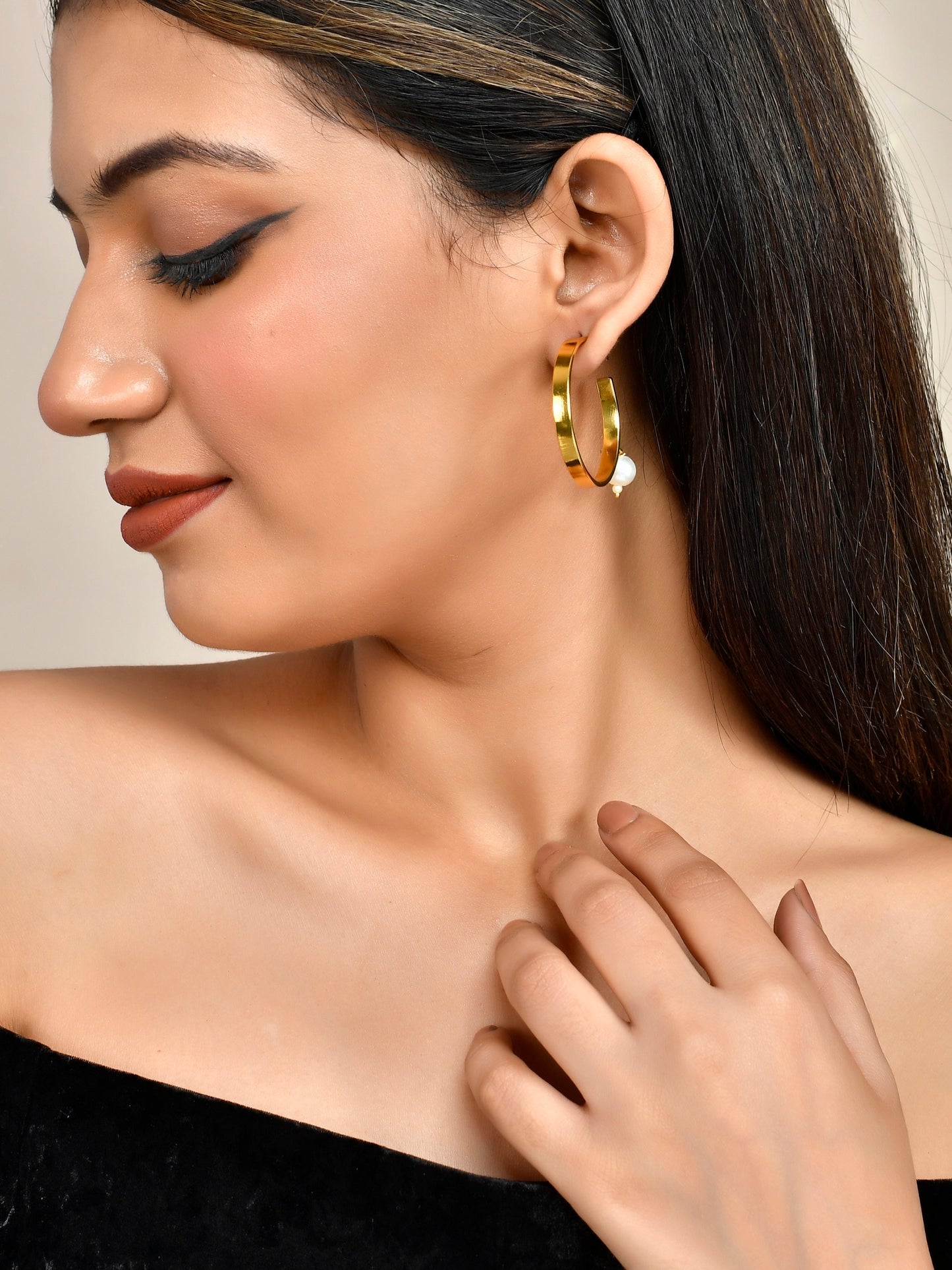 Gold Plated Half Hoop Earrings