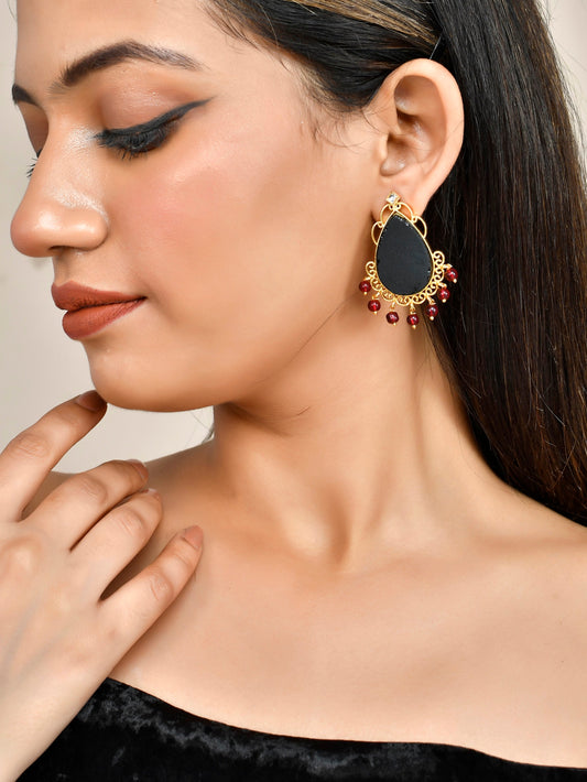 Ethnic Black stone drop Earrings for Women