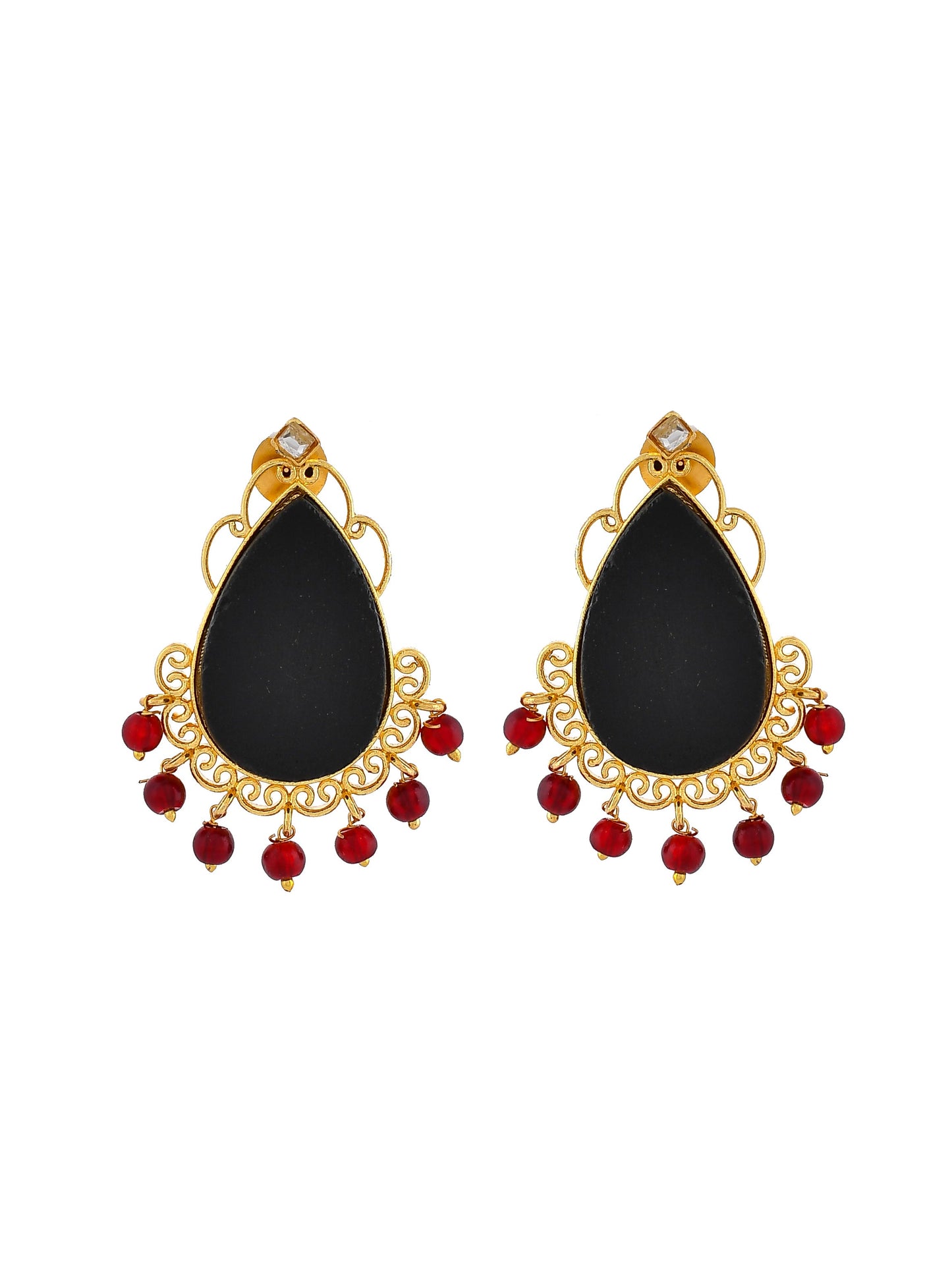 Ethnic Black stone drop Earrings for Women