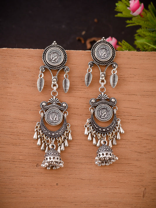 Indo Western Oxidised Chandellier Jhumka For Women